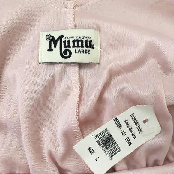 NEW Show Me Your MuMu V-neck Nude Pink Chiffon Side Slit Maxi Bridesmaids Dress - Picture 9 of 16